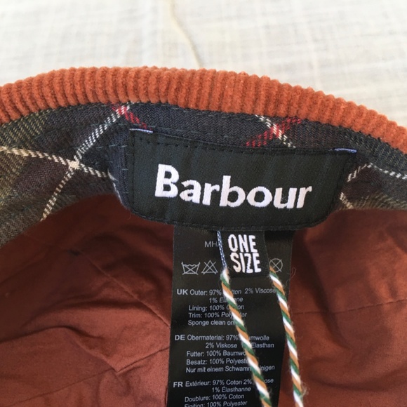 BARBOUR AYTON BURNT ORANGE CORDUROY MENS BASEBALL CAP ONE SIZE - Picture 9 of 12